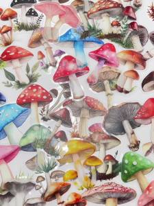 50pcs Mushroom Stickers Cartoon Pattern Waterproof PET Decals Scrapbooking Phone Luggage Skateboard Graffiti Decals