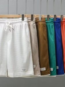 New Summer Mens Casual Sports Shorts Breathable Polyester Fiber Low Waist Straight Leg Five-Quarter Length Youthful Style