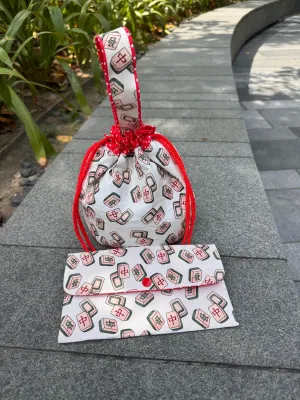 CNY Orange Carrier Bag / Pouch & Red Packet / Ang Bao Wallet Organiser