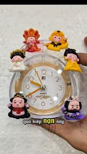 Đồng hồ báo thức để bàn tây du ký mini cute kim trôi có đèn tặng kèm pin - decor bàn học và phòng ngủ