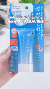 Kem Chống Nắng Biore UV Màng Nước Dưỡng Ẩm Sáng Da Tươi Mát  Aqua Rich Watery Essence/Gel SPF 50+ Nhật Bản