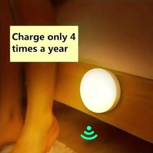 Đèn Ngủ LED Cảm Biến Chuyển Động Có Thể Sạc Lại Bằng USB Đèn Không Dây Cho Tủ Bếp Tủ Quần Áo Cầu Thang Tủ Quần Áo - Thân Nhựa Tròn