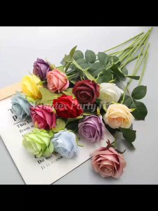 50cm High Quality Velvet Rose Cloth Rose Fake Rose Fake Flowers Artificial Flower Single Rose Home Wedding Decoration