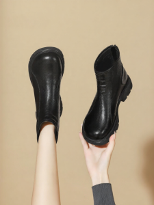 Josiny | Thick Heel Lace-Up Boots Winter Warm
