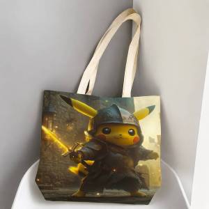 Bandai | Pokemon Champion Collection Storage Bags Tote Bag Travel Summer Beach Shoulder Bag Reusable Grocery Shopping Bag Anime Artwork