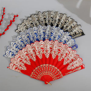 M.G.【Ready in Stock】 1Pc Dance Hand Held Fans Photo Props Wedding Party Decoration Chinese Style Folding Fan