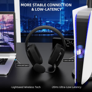ATTACK SHARK | ATTACK SHARK L80Pro Gaming Headset Bluetooth 5.3 2.4GHz Wireless & 3.5mm Wired 40mm Drivers Dual Microphones 300mAh Battery