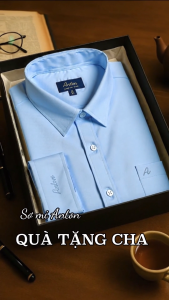 Áo Sơ Mi Nam Công Sở Dài Tay Thương Hiệu Anton Công Sở Vải Cotton Xanh Dương  -XA14