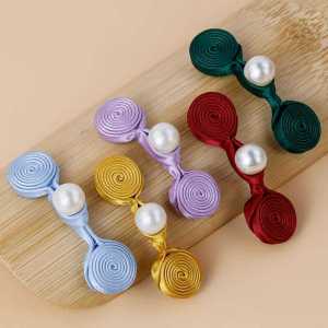 Exquisite Handmade Pearl Button for Cheongsam Chinese Style Clothing Decoration Jade Bead Embellished Fabric Fastener