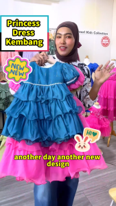 [12mth-4½±Yrs] Gaun Baby Dress Princess Kembang Kids Dress Baju Retro Budak Perempuan Baby Girl Party Birthday Dress