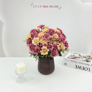 Cụm Thược Dược Khô 7 Nhánh Bó Hoa Cắm Giỏ Trang Trí Tiệc Sự Kiện. Hoa Lụa Decor