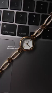 HB Jewelry CHARLOTTE Womens Watch White Pearl Dial Gold Tone Chain Bracelet Round Case Slim Elegant Elegant Wrist Fashion Watch Water Resistant Battery Operated Non Tarnish Hypoallergenic Watch