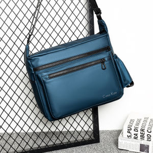 Mens Large Capacity Oxford Cloth Crossbody Bag Leather Film Business Travel Single Shoulder Bag Casual Style Youth Fashion