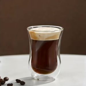 Bộ Cốc Cà Phê Thủy Tinh Borosilicate Hai Lớp YWDL - 2/4 Chiếc Cốc Espresso Latte Chịu Nhiệt Dùng Cho Đồ Uống Nóng Lạnh 90-330ml