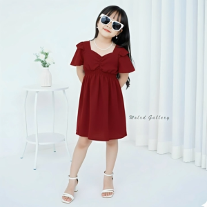 Jenni Dress Baju Anak Perempuan Usia 1 - 10 Tahun Serut dada Dress Crinkle Airflow