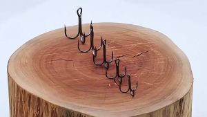 50pcs Barbed Fishing Treble Hooks Mix 2-10# High Strength Carbon Steel Hooks for Ice Sea Carp Fishing Lure Sharp Durable Tackle