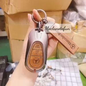 Ốp Khóa Kim Loại Xe Ô Tô SMART MERCEDES 2022 Chất Liệu Hợp Kim Mặt Da Bò