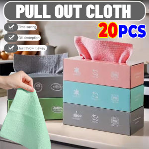 20PCS/Box Microfiber Cleaning Towel Absorbent Dishcloth Kitchen Withdrawable Cloth Rags Non-Stick Oil Soft Dish Wipe Clean Towel