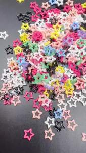 50Pcs 3D Colorful Stars Nail Decorations Hollowed Star Heart Matte Charms Nail Art Accessories Flatback Resin Nails Rhinestones