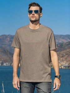 Enjeolon | Split Hem Plain Loose Short Sleeve T-Shirt