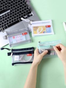 Túi Đựng Tiền Xu Mini Hai Lớp Lưới Khóa Kéo Trong Suốt Túi Đựng Thẻ Túi Đựng Son Môi Túi Đựng Kem Nền Túi Đựng Mỹ Phẩm