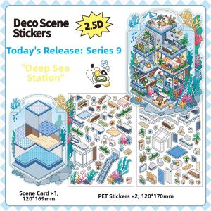 Cute 3D Coastal Scenery Stickers Decorative Materials