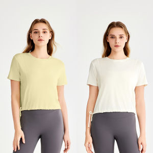 miiow | Cat Person Shoulder T-Shirt Womens Sport Fitness Short Sleeve Loose Casual Waist Slimming Summer New Style Round Neck Top