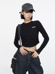 BAIDAIFEI | Short Fitted Asymmetric T-Shirt Long Sleeve