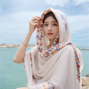 Beach Bohemian Style Cotton Linen Shawl Sunshade Travel Fashion Accessory Large Silk Scarf Ethnic Print Multi-Functional Wrap