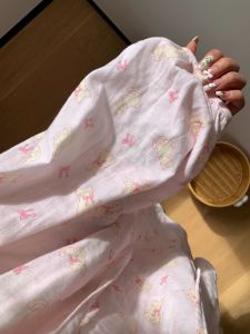 Spring New Arrival Pure Cotton Double Layered Nightgown Long Sleeve Long Pants Set Cute Home Clothes Womens Sleepwear