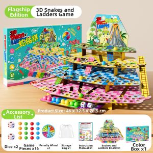 HUANGEN | 3D Educational Snake and Ladders Flying Chess Game for Boys Girls Family Interaction