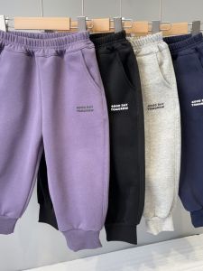 Loose Knitted Sporty Pants for Boys Kindergarten Neutral Style Casual Loose Fit Spring Autumn Cotton Trousers for Kids