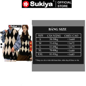 Áo Len gile Nữ SUKIYA Cổ Tim Họa Tiêt Kim Cương ulzzang Dành Cho Cả Nam Chất Len Lông Cừu mềm Mại AL48