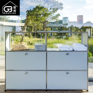 Modern Minimalist Wall-Mounted Kitchen Cabinet Living Room Integrated Floor Standing Dining Room Sideboard Metal Stainless Steel