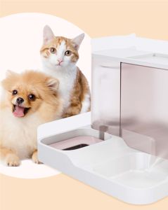 เครื่องจ่ายน้ำที่ป้อนสุนัขแมวสัตว์เลี้ยง2อิน1เครื่องให้อาหารอัตโนมัติความจุขนาดใหญ่ที่ไหลไม่เปียกชามใส่อาหารชามใส่น้ำสัตว์เลี้ยงอุปกรณ์สำหรับชามใส่อาหารรดน้ำในร่มขนาดเล็กขนาดกลางอุปกรณ์การเดินทางสุนัขแมวสัตว์เลี้ยง