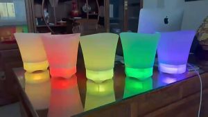 7L Bluetooth Waterproof LED Luminous Ice Bucket Drop Resistant Bar Champagne Bucket Nightclubs KTV Parties Ice Cubes Town Household Foreign Wine and Red Wine Bucket Suitable for Camping Gatherings Bars Parties