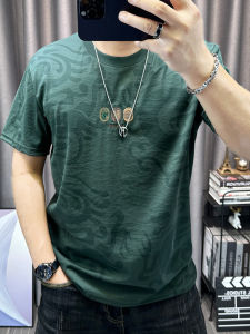 เสื้อยืดแขนสั้นผ้าลินินบางพิมพ์ลายสำหรับผู้ชาย เสื้อยืดคอตตอนผสมลินินทรงสลิมฟิตสำหรับใส่ไปทำงานและกลางแจ้งในฤดูร้อน