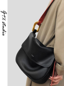 GTX.STUDIO Leather Tote Bag Womens Large Capacity Slant Cross Commuter Bag Casual Single Shoulder Soft Handle Pure Color