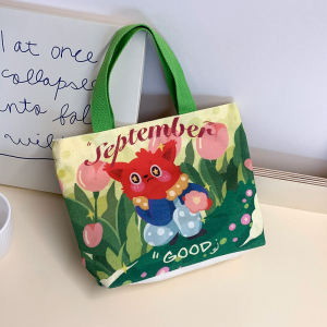 กระเป๋าผ้าใบลายการ์ตูนสำหรับผู้หญิง กระเป๋าถือสำหรับเดินทางแบบลำลอง ความจุขนาดใหญ่ กระเป๋าสะพายไหล่ผ้าใบสำหรับผู้หญิง