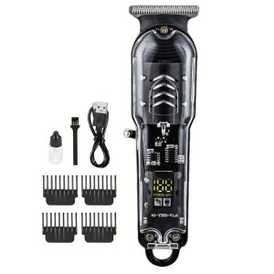 Máy Cắt Tóc Điện Chuyên Nghiệp Trong Suốt Dành Cho Nam Sạc USB Lưỡi Dao Thép Không Gỉ Máy Cắt Tóc Quà Tặng Dành Cho Anh Ấy