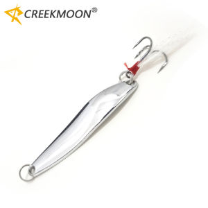 5pcs Hard Fishing Spinner Lures 5g 13g Kit with Feathered Treble Hooks for Bass Pike Saltwater Freshwater Bright Flash Vibration