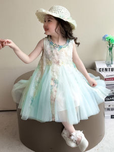 Princess Style Summer Dress for Girls Mesh Birthday Girls Clothing Kids Fashionable Baby Girl Summer Dress Floral Print