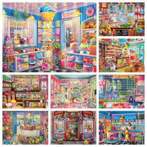 Jigsaw Puzzle 500 1000 1200 2000pcs Cupcake Bakery Shop Landscape For Adults Home Wall Decor Relaxing Gift Brain Teaser