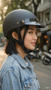 Nón Bảo Hiểm Cao Cấp Haly Lưỡi Trai - Mũ Bảo Hiểm Nửa Đầu - Sơn Phủ Nano - Thời Trang Hợp Với Nam & Nữ