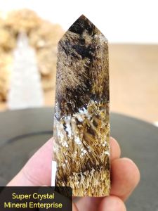 Natural Brazil Collection Sagenite Agate with Acicular Rutile Crystal Point SGP08