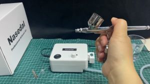 Dual Action Airbrush Compressor Kit 0.3mm Sprayer for Makeup, Body Art, Cake Decoration, Nail Paint & More - Nasedal