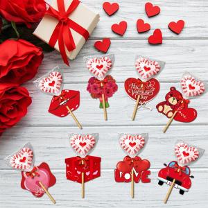 Valentines Day Candy Heart Shaped Decorative Card Paper Stick Sweets Packaging Creative Cartoon Design Festive Ceremony Feel Small Card