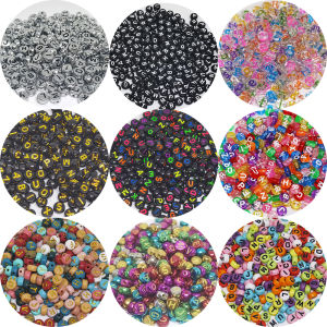 Qiao Chen Acrylic Flat Round English Alphabet Beads DIY Colorful Mixed Loose Beads Bag Decorative Accessory Material