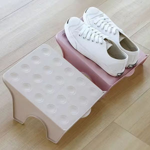 2-Tier Stackable Shoe Rack Plastic Shoe Organizer For Closet Entryway Space-Saving Shoe Storage tackable Plastic Shoe Rack Non-S