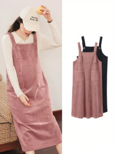 MIDULI | Maternity Fall Outfit Set Sweater and Pinafore Long Dress